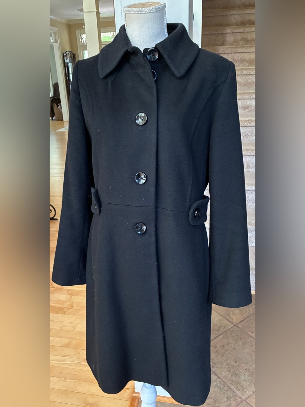 Kristen Blake Black Wool Blend Princess Coat